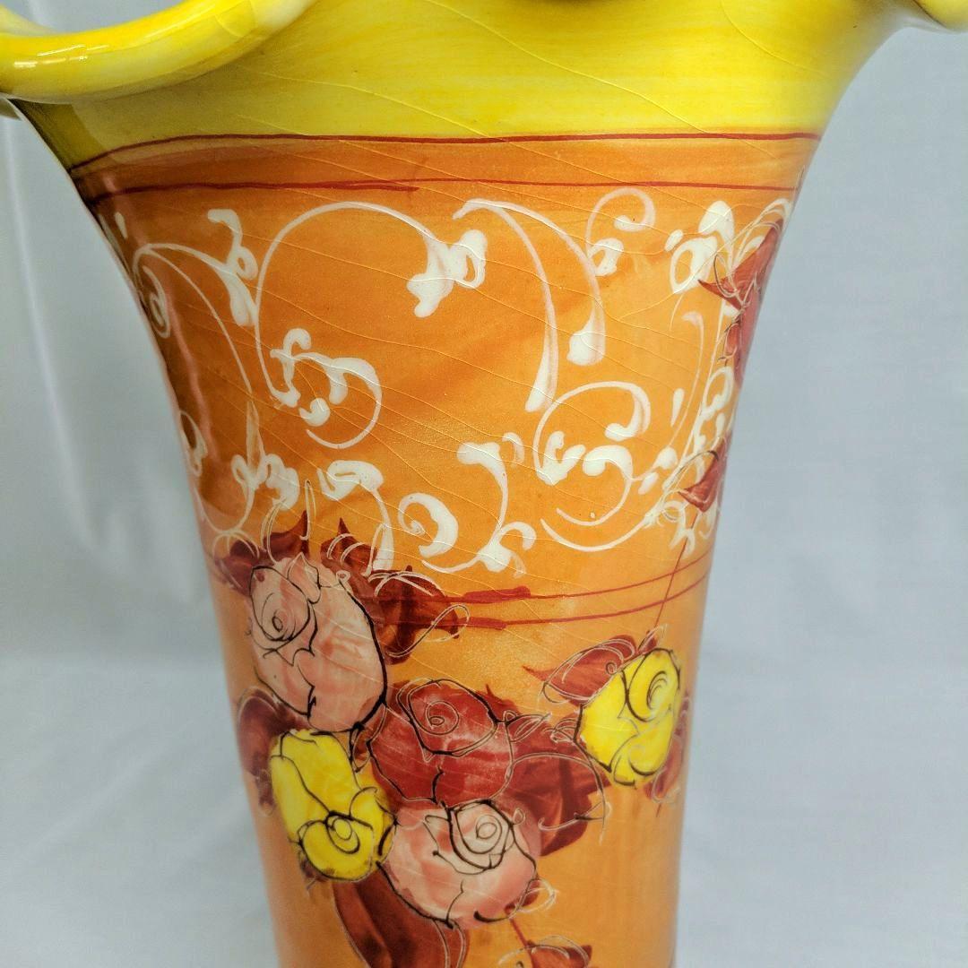 フランス製 花瓶 高さ28cm オレンジ