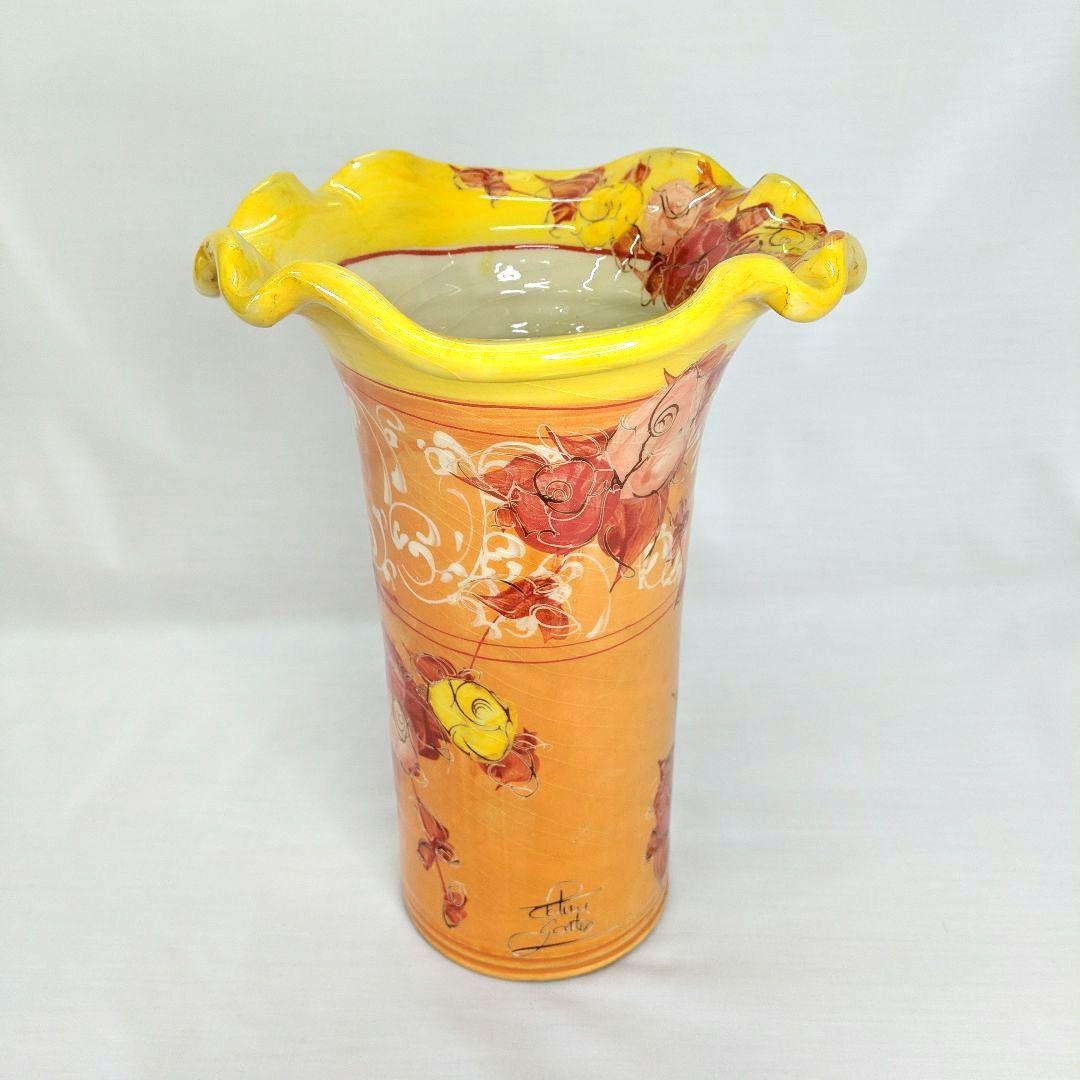 フランス製 花瓶 高さ28cm オレンジ