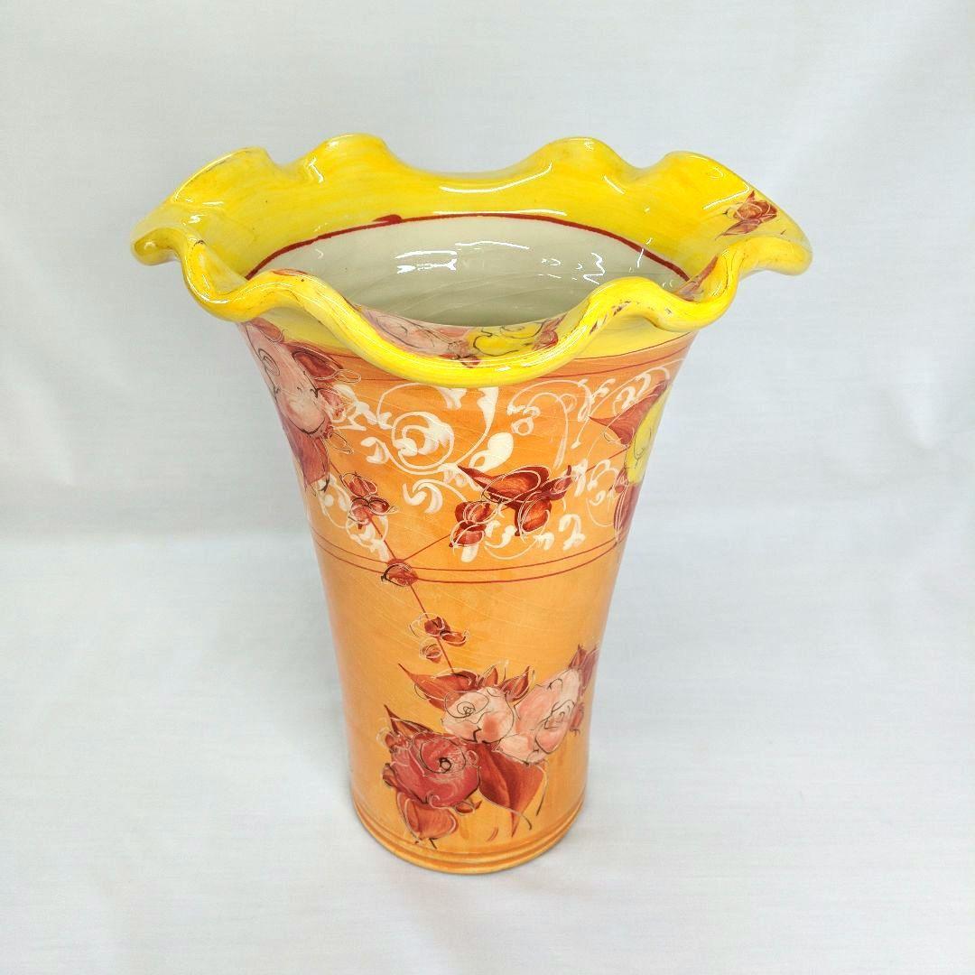 フランス製 花瓶 高さ28cm オレンジ