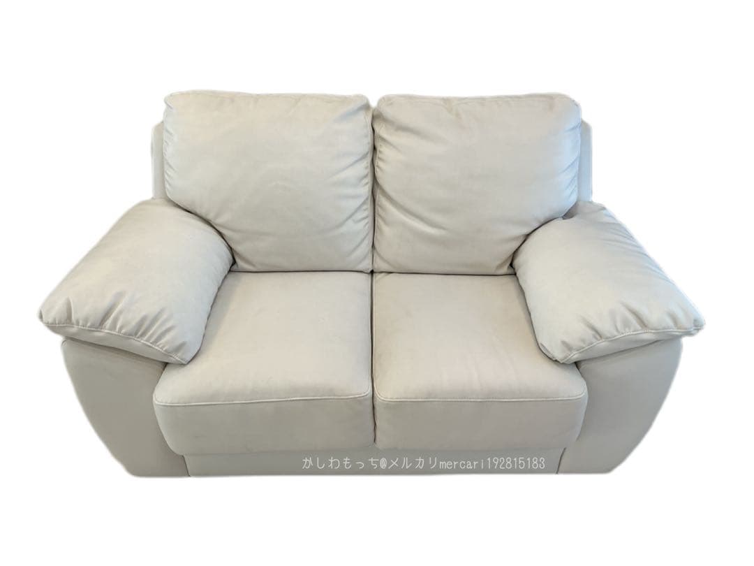 【中古】送料込み　ニトリ　2人掛け　ソファ　合皮　白　たのメル便