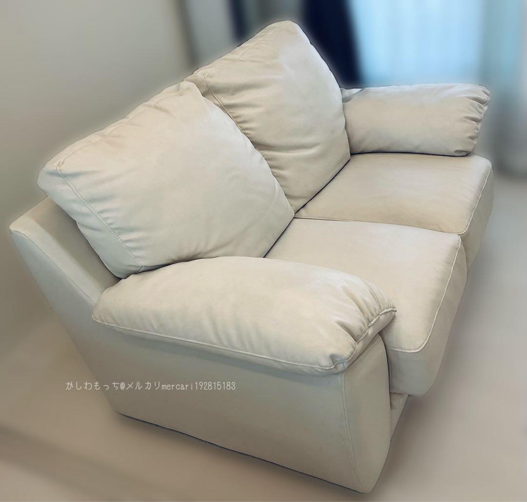 【中古】送料込み　ニトリ　2人掛け　ソファ　合皮　白　たのメル便