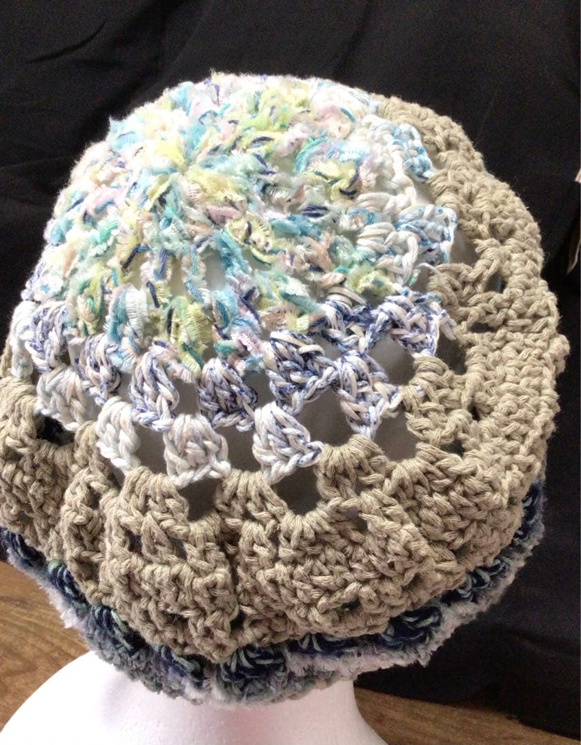 手作りニット帽　ビーニー　ベレー帽　ドレッド　綿混　夏〜冬〜春