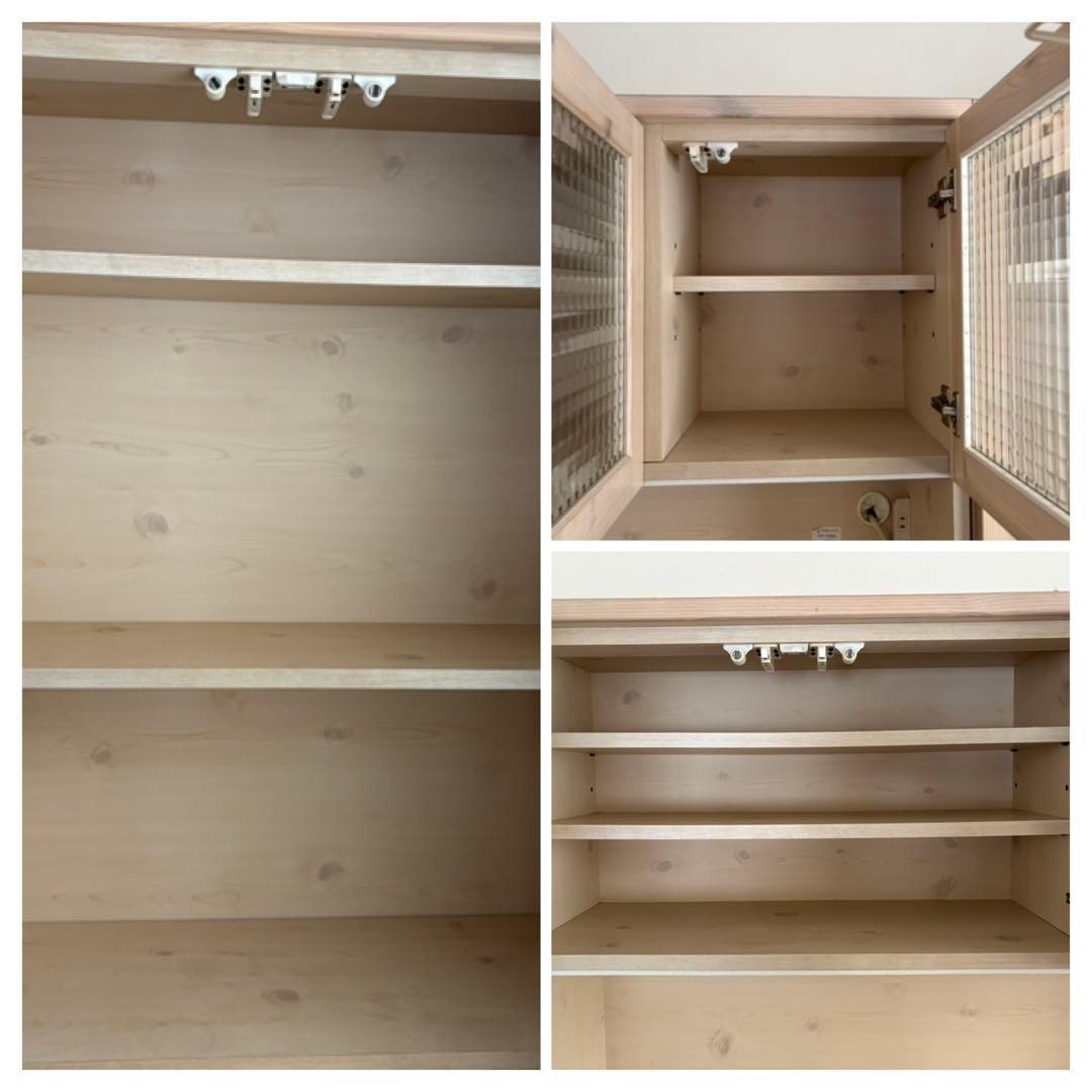 [左側］北欧パイン無垢材 フレンチカントリー 食器棚 カップボード 送料込み