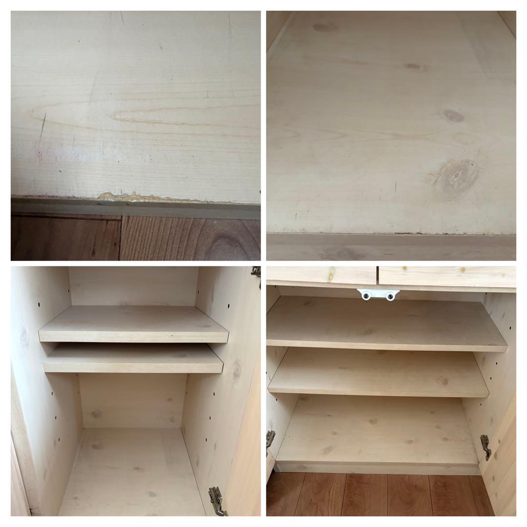 [左側］北欧パイン無垢材 フレンチカントリー 食器棚 カップボード 送料込み