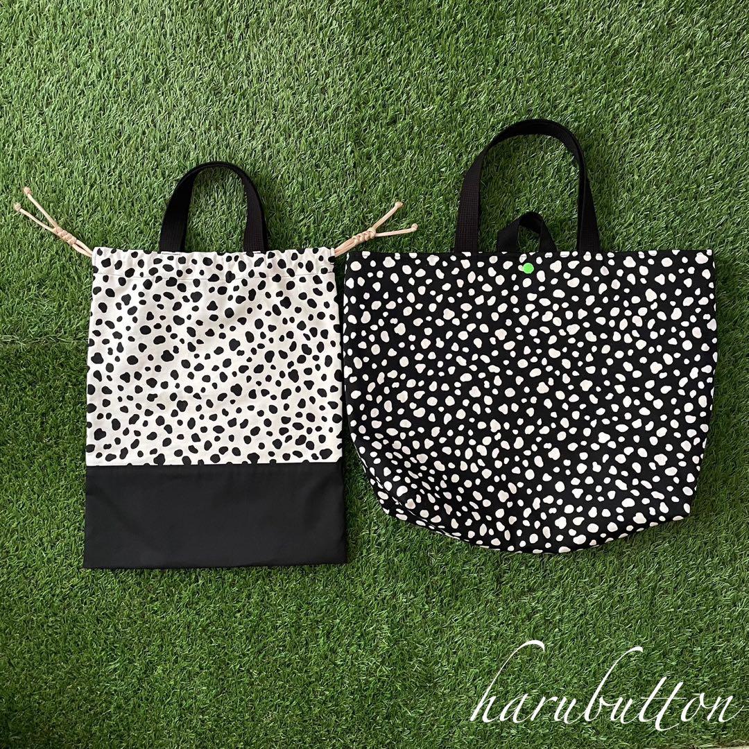 ◆ちゃこりーぬ◆レッスンバッグ・体操着袋2点セット　ダルメシアン柄