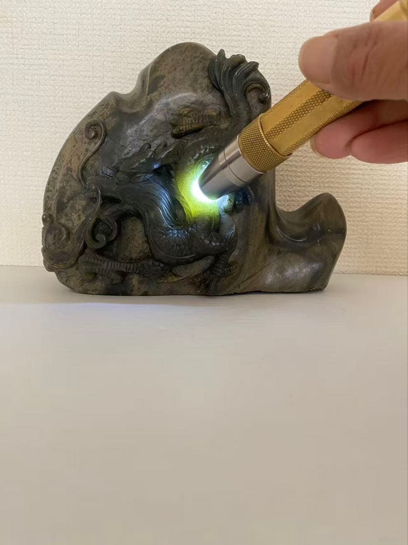 中国美術 天然石 鑑賞石玉石龍彫刻 置物 時代物