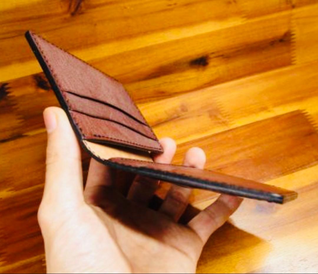 J*H様 札入れ コードバン ブラック 手縫い 二つ折り 札バサミ マネークリッ