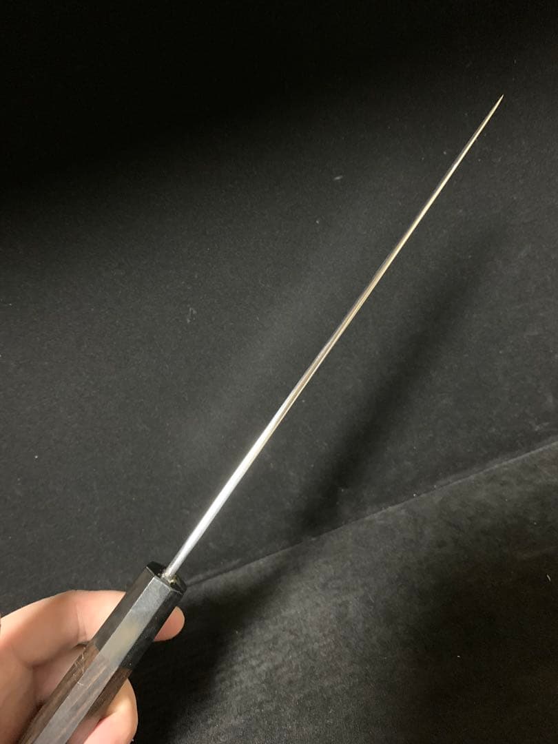 包丁　和牛刀　ハ寸　両刃　三枚打　鏡面研磨　切味抜群　箱付　未使用