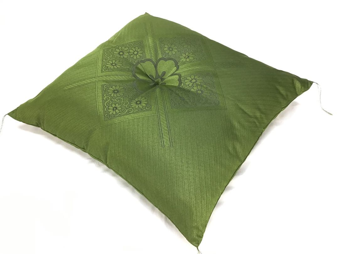【新品】座布団 ふくれ 59x63cm 八端判 グリーン 5枚組日本製