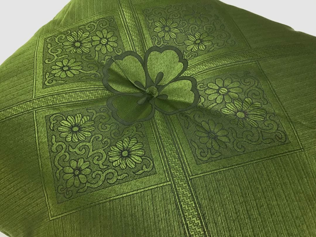 【新品】座布団 ふくれ 59x63cm 八端判 グリーン 5枚組日本製