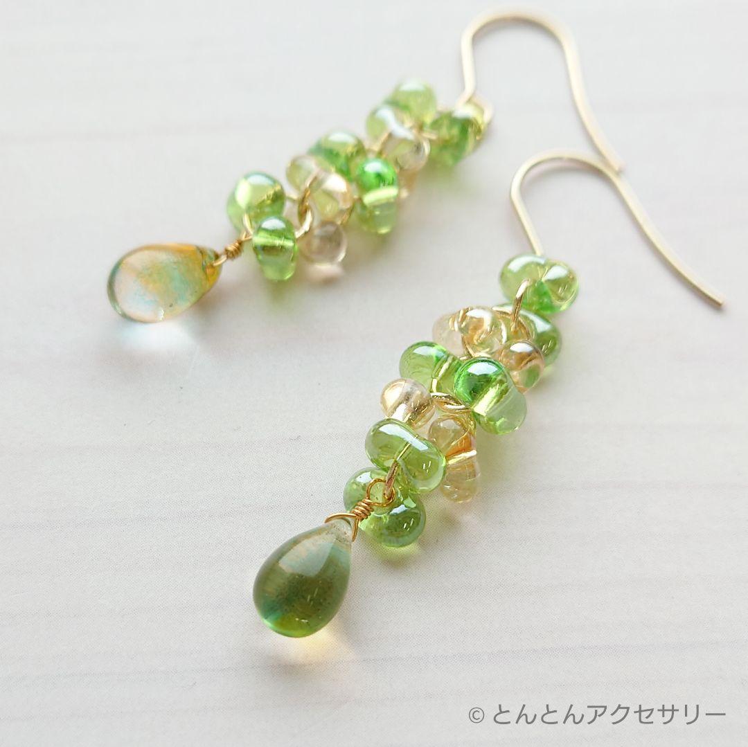 D481 ファルファーレ&ドロップ チェコビーズピアス