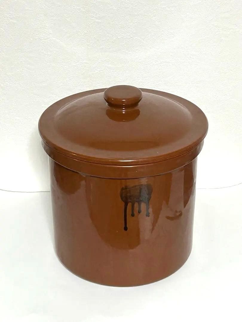 陶製　丸かめ　切立型　ずんどう型　蓋付き　10号　 甕　壺