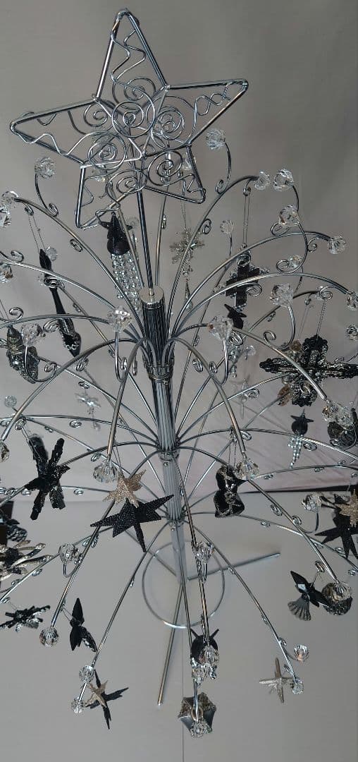 クリスマスツリー 140cm シルバー オーナメント付 メタル ハロウィンツリー