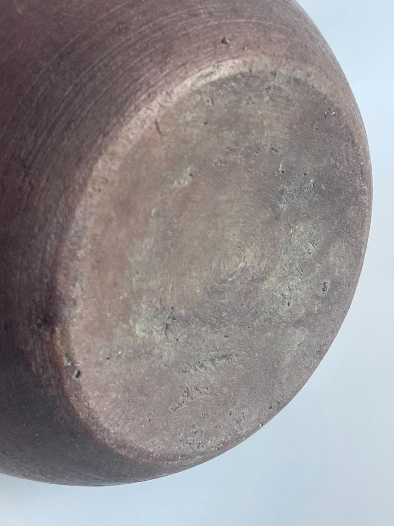 明治期 備前焼 古備前 輪線文 糸目 船徳利 大型 花瓶 花器 花入 焼締