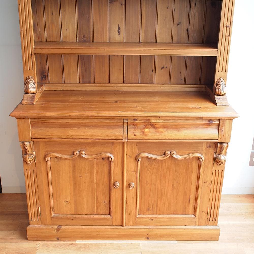 ビンテージ パイン材 カップボード 大型 キャビネット