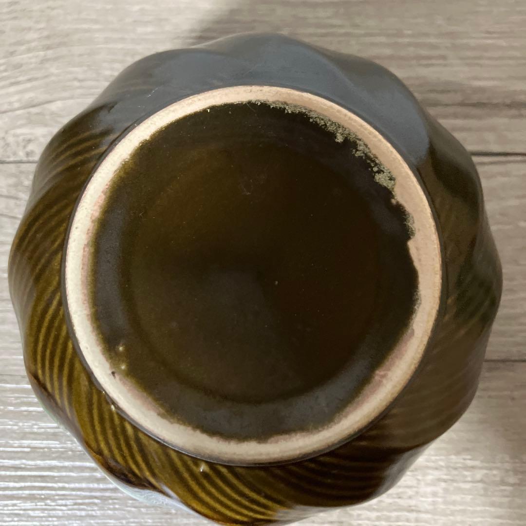 E-1 【美品】小鉢 5客セット 織部焼風 緑×茶 モダン 煮物鉢 向付 陶器