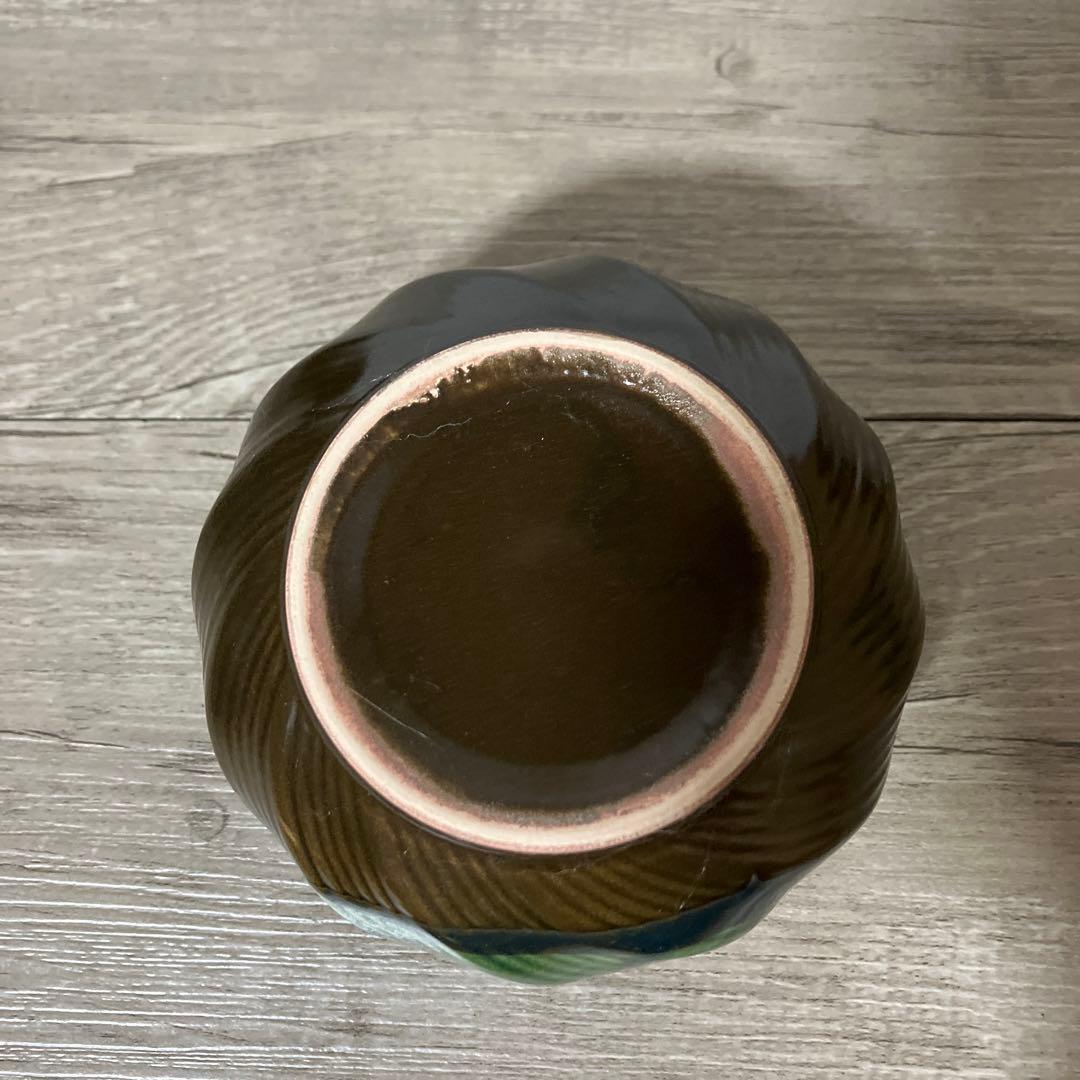 E-1 【美品】小鉢 5客セット 織部焼風 緑×茶 モダン 煮物鉢 向付 陶器