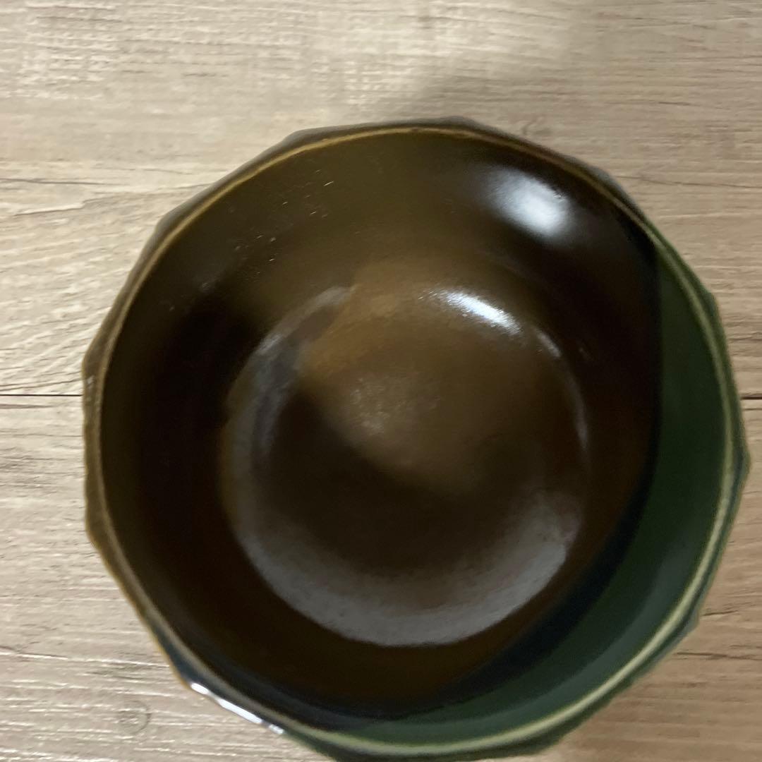 E-1 【美品】小鉢 5客セット 織部焼風 緑×茶 モダン 煮物鉢 向付 陶器