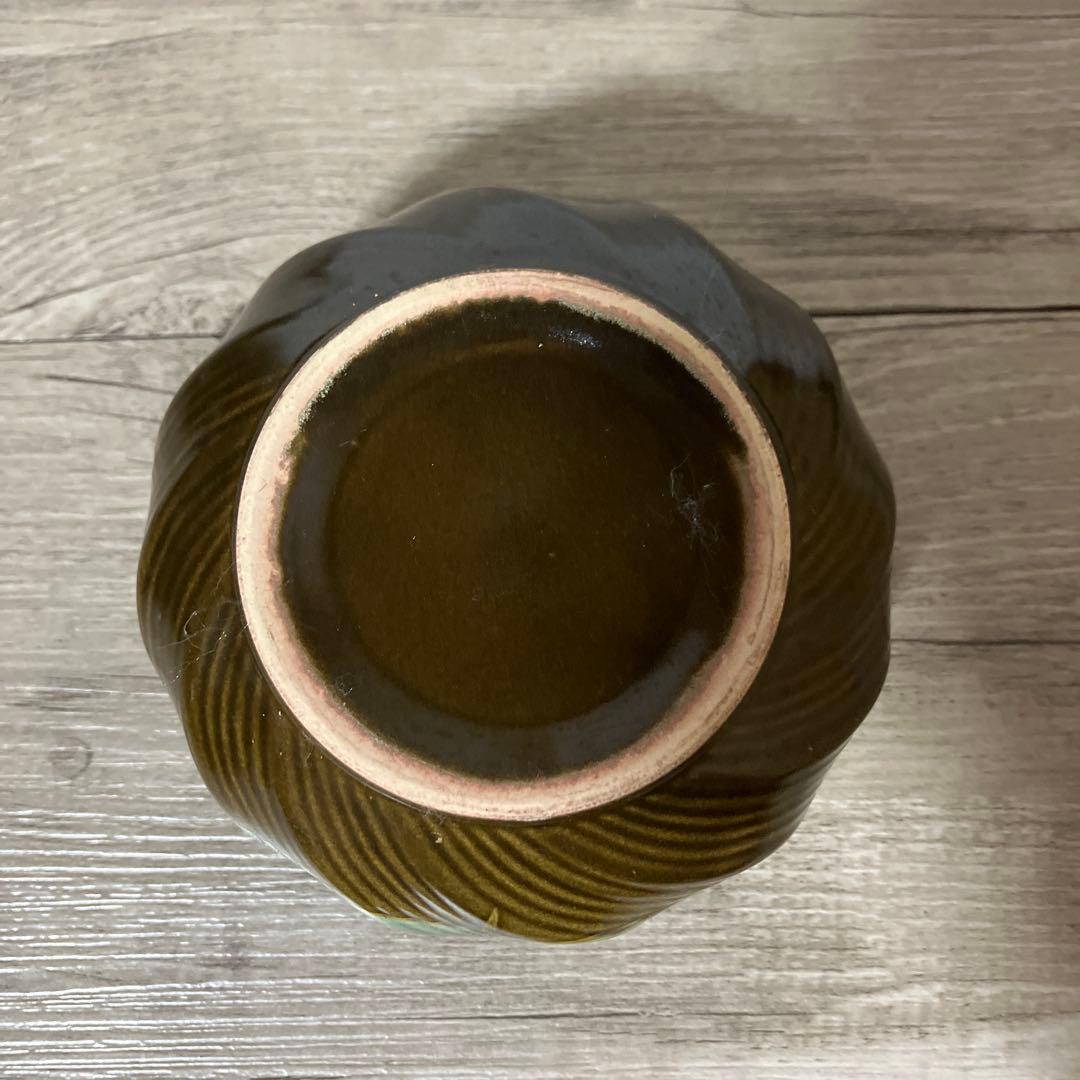 E-1 【美品】小鉢 5客セット 織部焼風 緑×茶 モダン 煮物鉢 向付 陶器