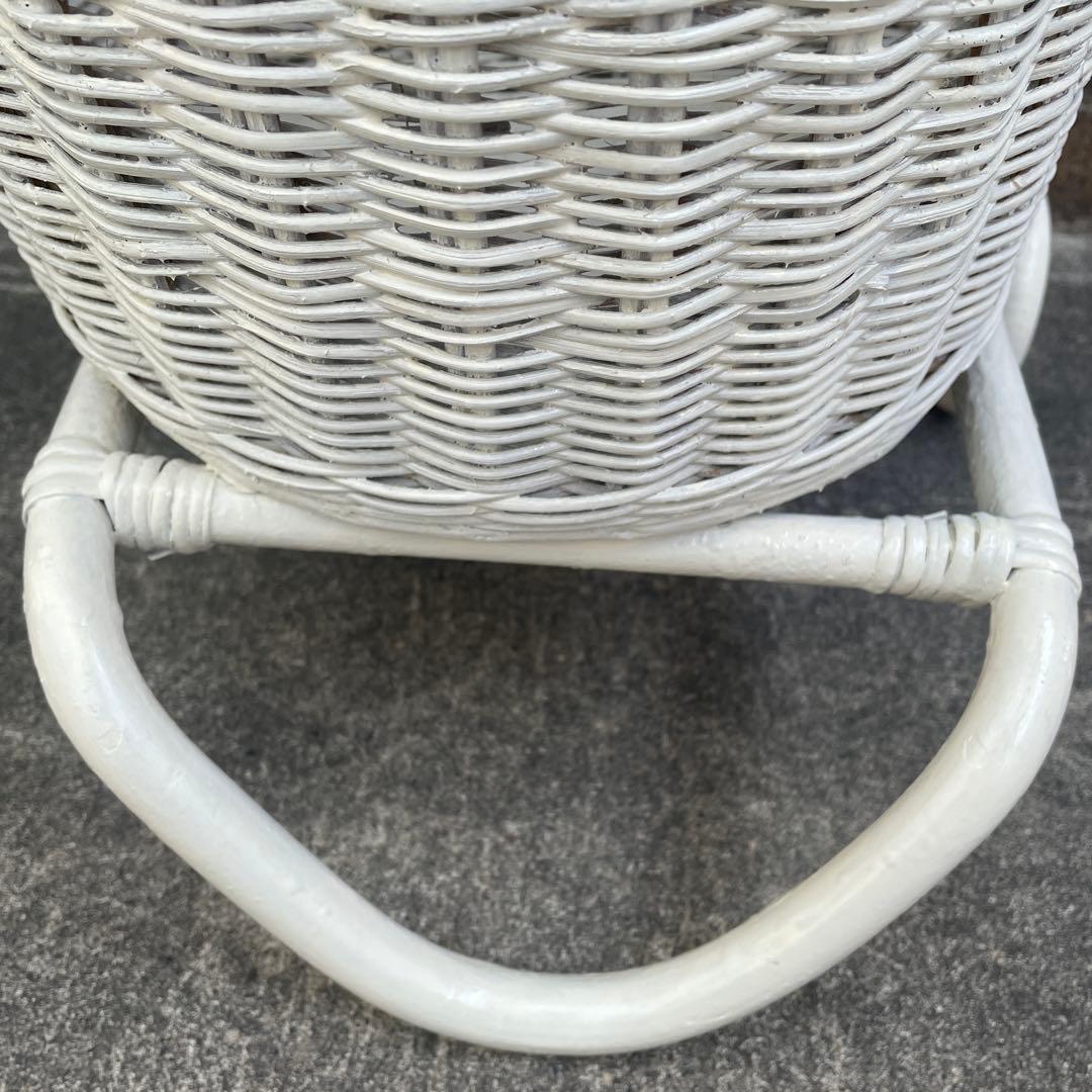 アンティーク藤カゴカート　ラタン買物カート　レトロラタンカート　藤バスケット