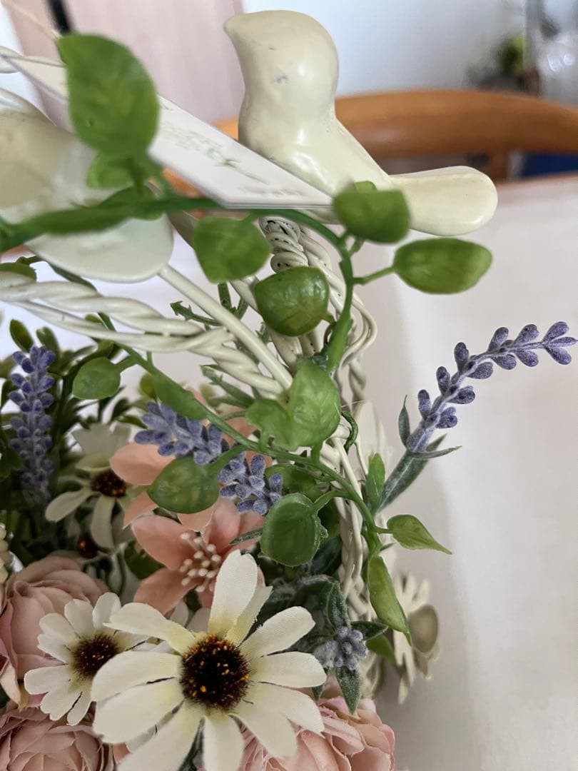 ハンドメイドアーティフィシャルフラワー　スプリング鳥籠アレンジ46