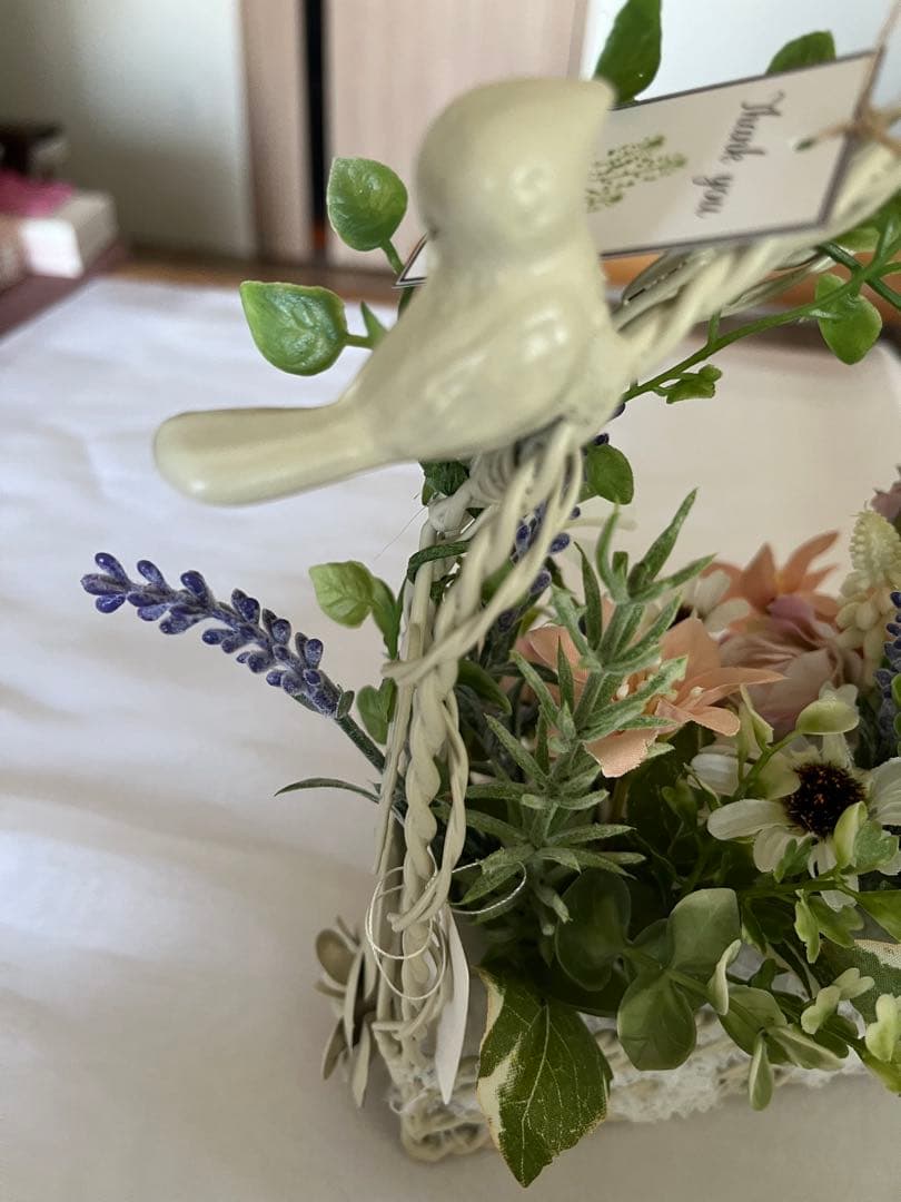 ハンドメイドアーティフィシャルフラワー　スプリング鳥籠アレンジ46