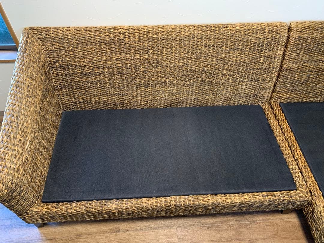 【東京インテリア】アジアンモダンL字型ウォーターヒヤシンスソファ