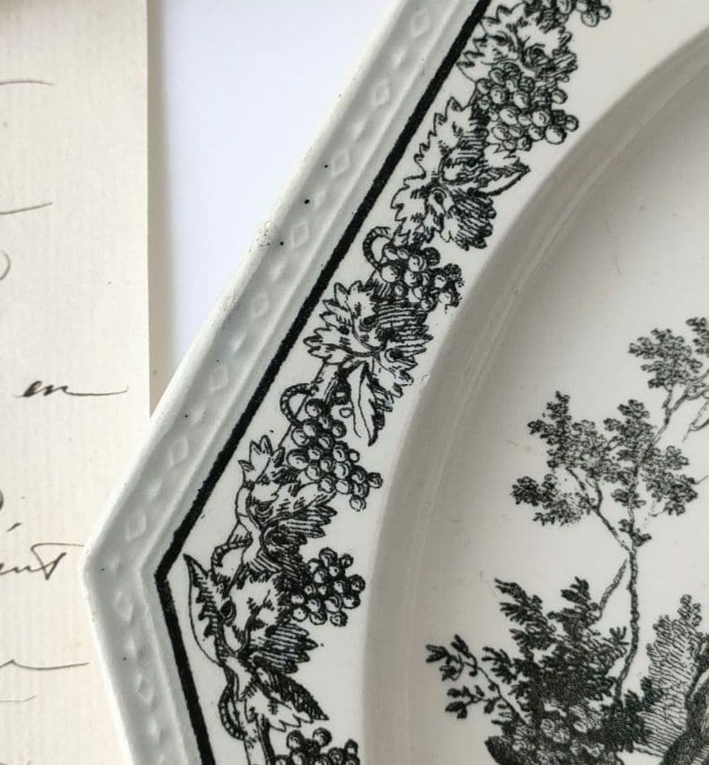 希少　美品　クレイユ　グリザイユ　オクトゴナル　フランスアンティーク