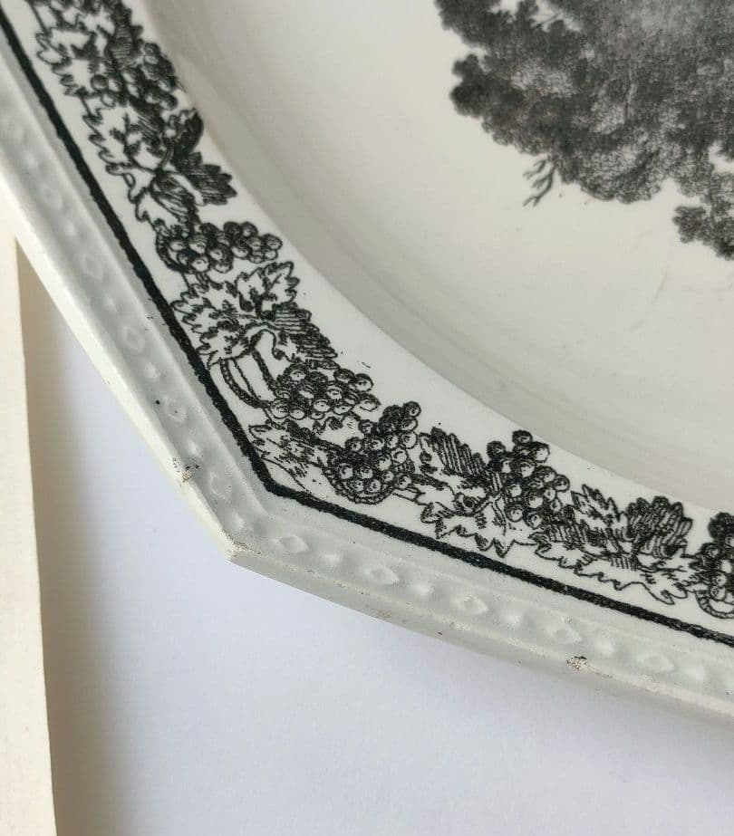 希少　美品　クレイユ　グリザイユ　オクトゴナル　フランスアンティーク