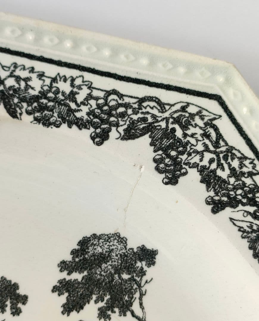 希少　美品　クレイユ　グリザイユ　オクトゴナル　フランスアンティーク