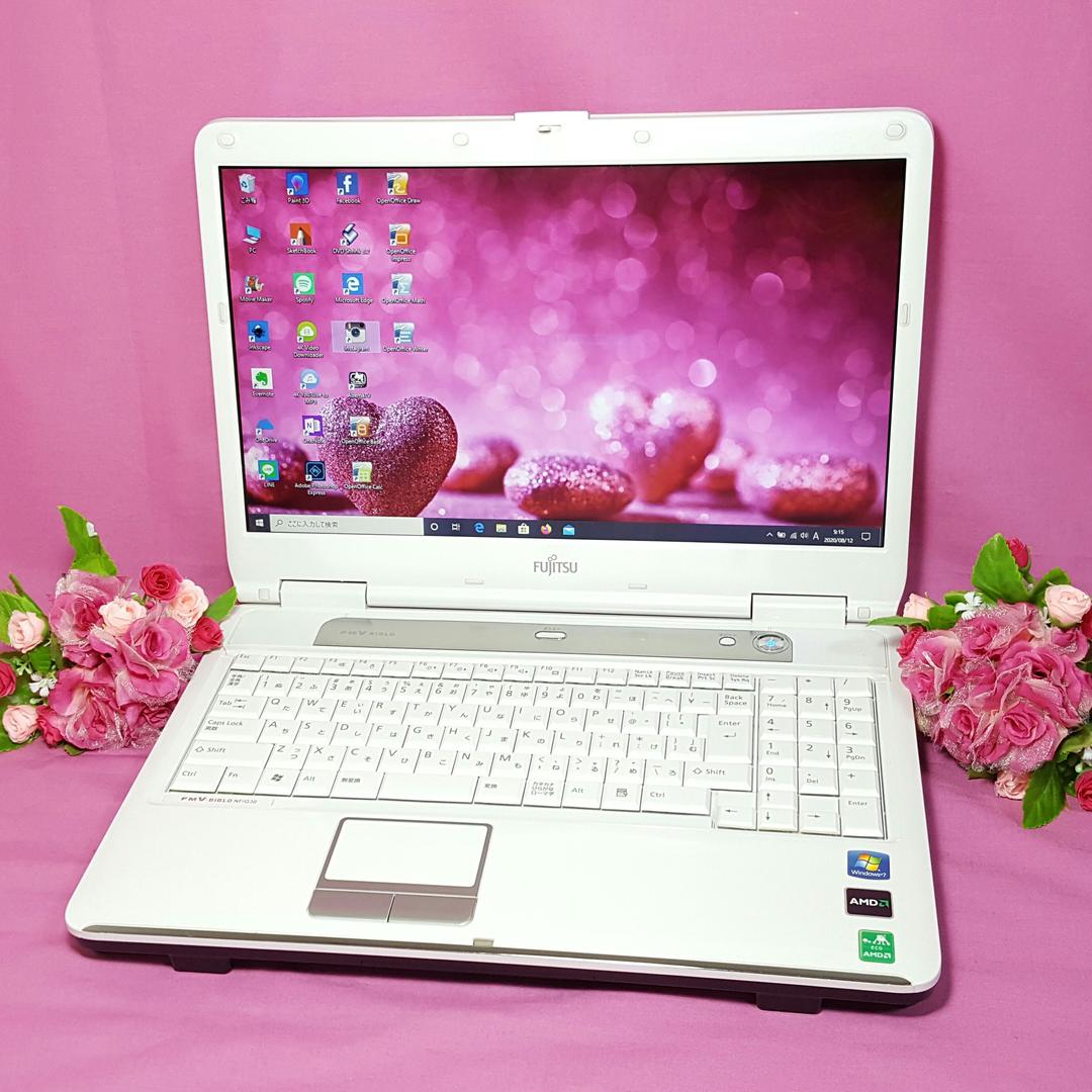 Windows10♠美品❥白色BIBLO❥メモリ4G❥大容量320G❥テンキ付き