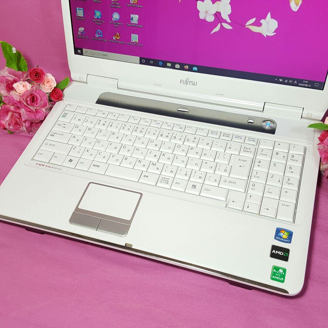 Windows10♠美品❥白色BIBLO❥メモリ4G❥大容量320G❥テンキ付き
