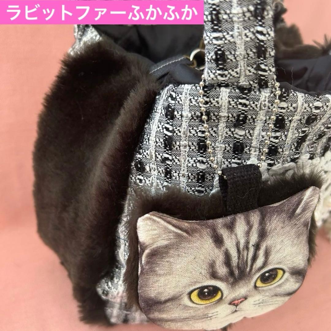 ゆ*ん様 ビッグさばニャン　コヤンイサムチョン　ツイード＆ラビットファー　トート