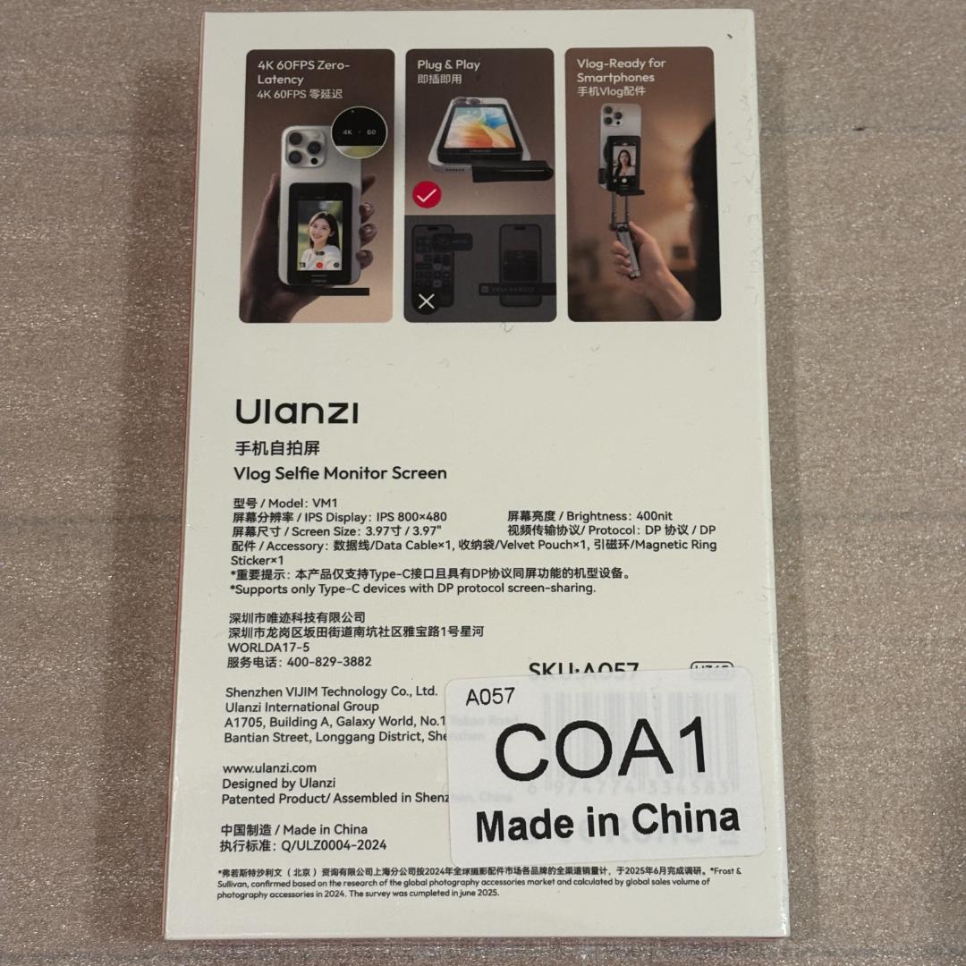 Ulanzi VM1 スマホ用背面自撮りモニター iPhone/Android