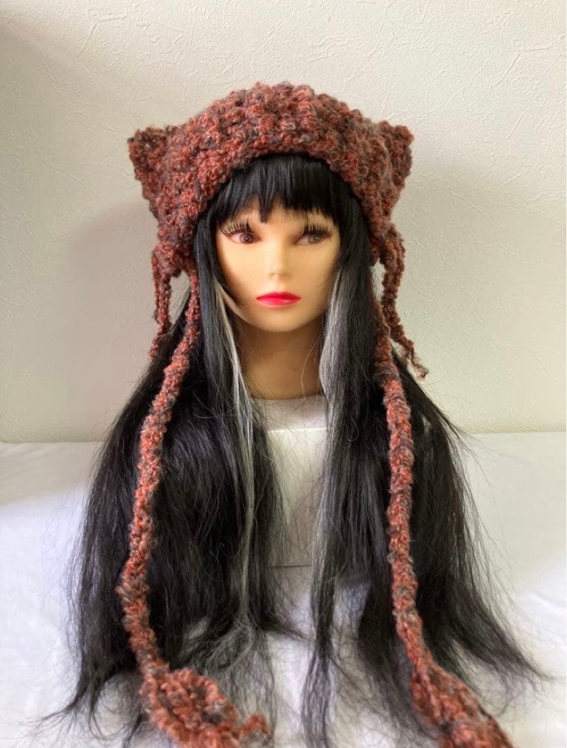 うさ耳ニット帽　猫耳ニット帽　古着　アジアンアメカジ　下北沢　y2k ☺︎