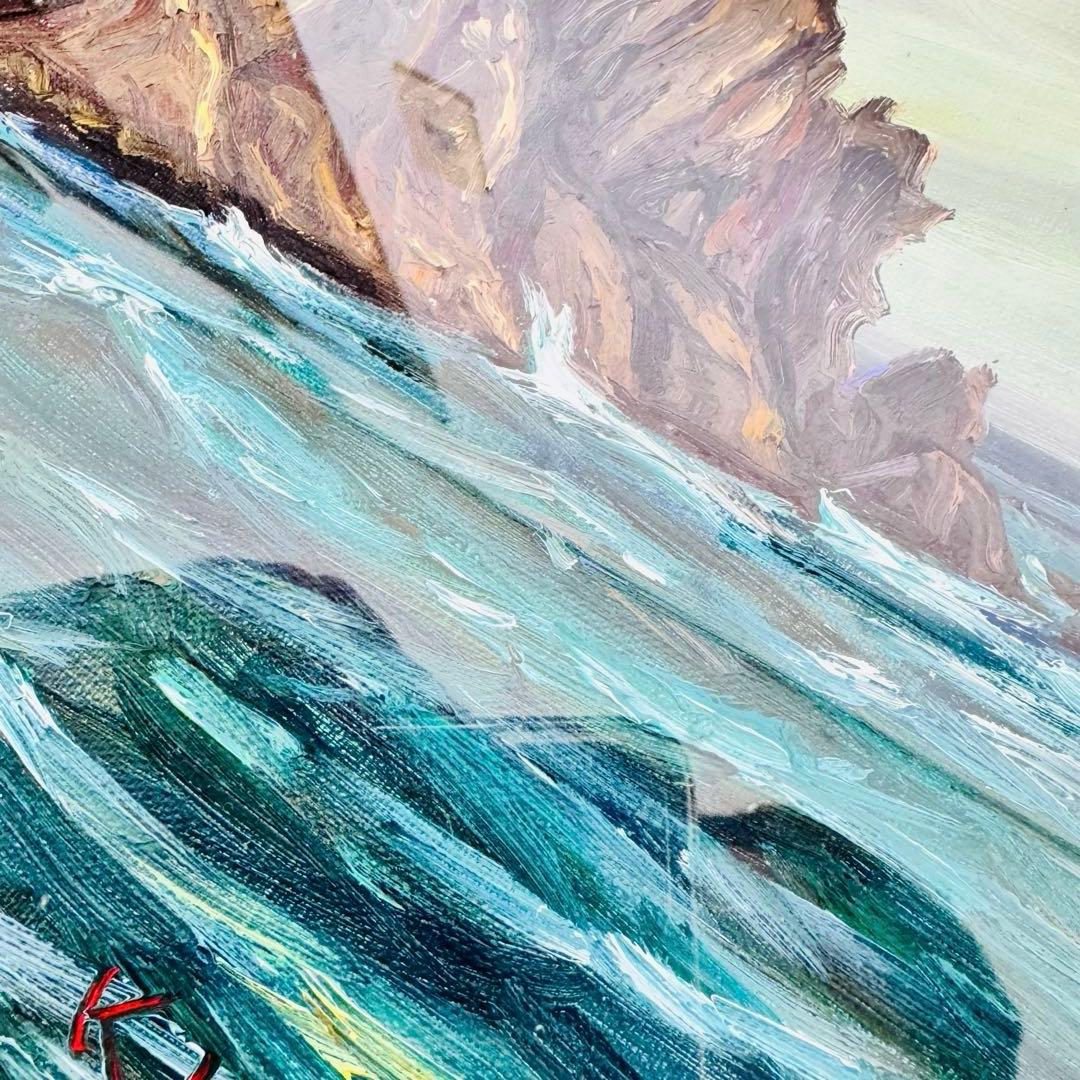 【真作】川端健太郎 油彩『海の風景』F6号 額 縦50×横60cm 光風アトリエ