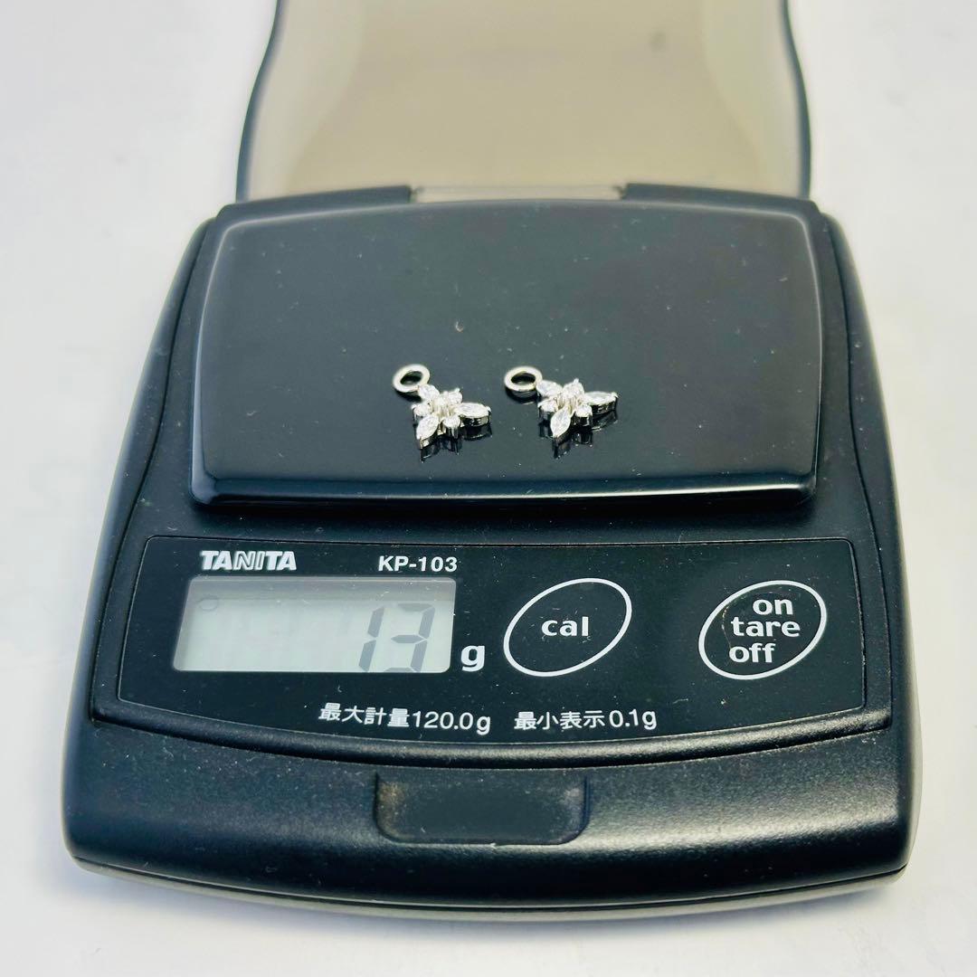 pt．ダイヤモンド，チャームピアス、(新品未使用)N o.574.