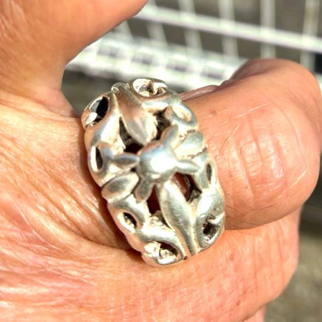 ビンテージシルバーリングクロムハーツ好きの方25号13.6gズッシリ重い刻印あり