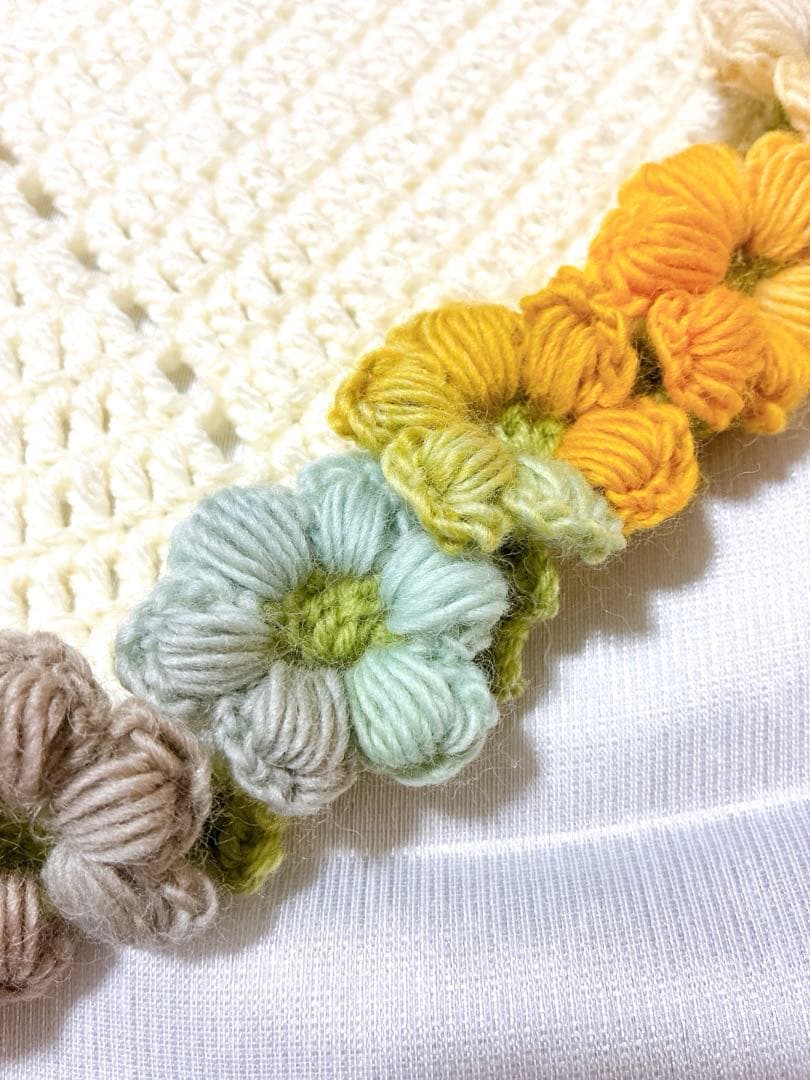 花束ブランケット ブーケブランケット　手編み ハンドメイド 83cm 編み物