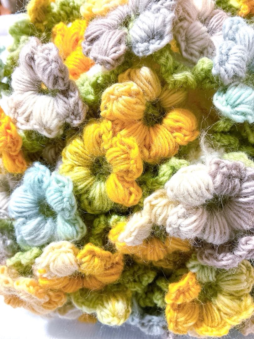 花束ブランケット ブーケブランケット　手編み ハンドメイド 83cm 編み物