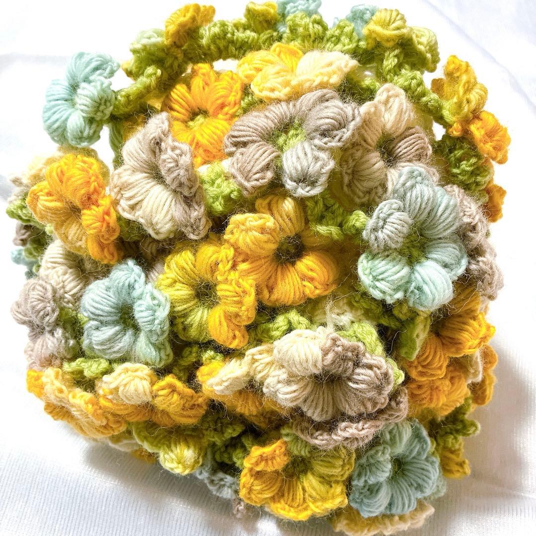 花束ブランケット ブーケブランケット　手編み ハンドメイド 83cm 編み物