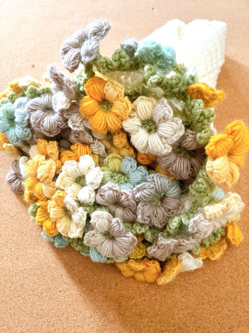 花束ブランケット ブーケブランケット　手編み ハンドメイド 83cm 編み物