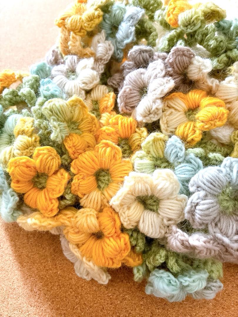 花束ブランケット ブーケブランケット　手編み ハンドメイド 83cm 編み物