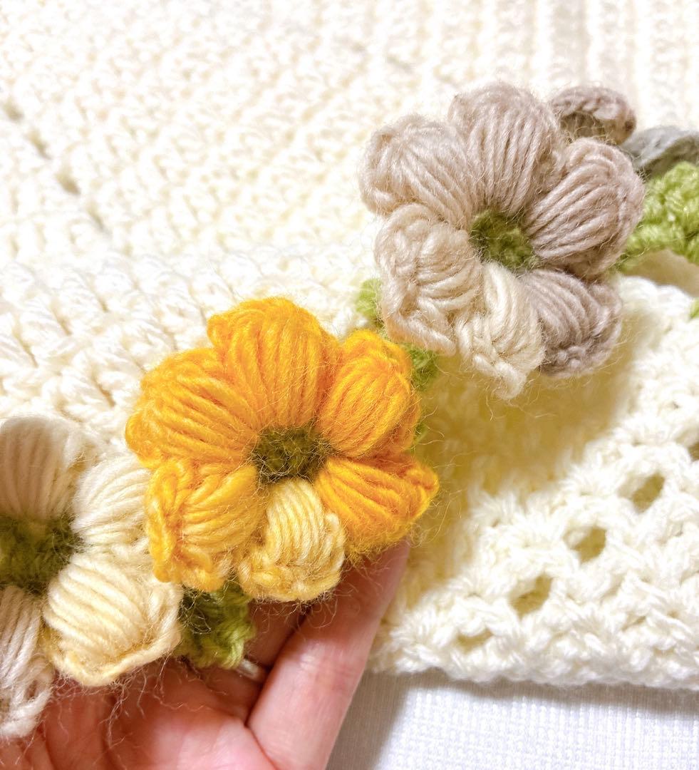 花束ブランケット ブーケブランケット　手編み ハンドメイド 83cm 編み物