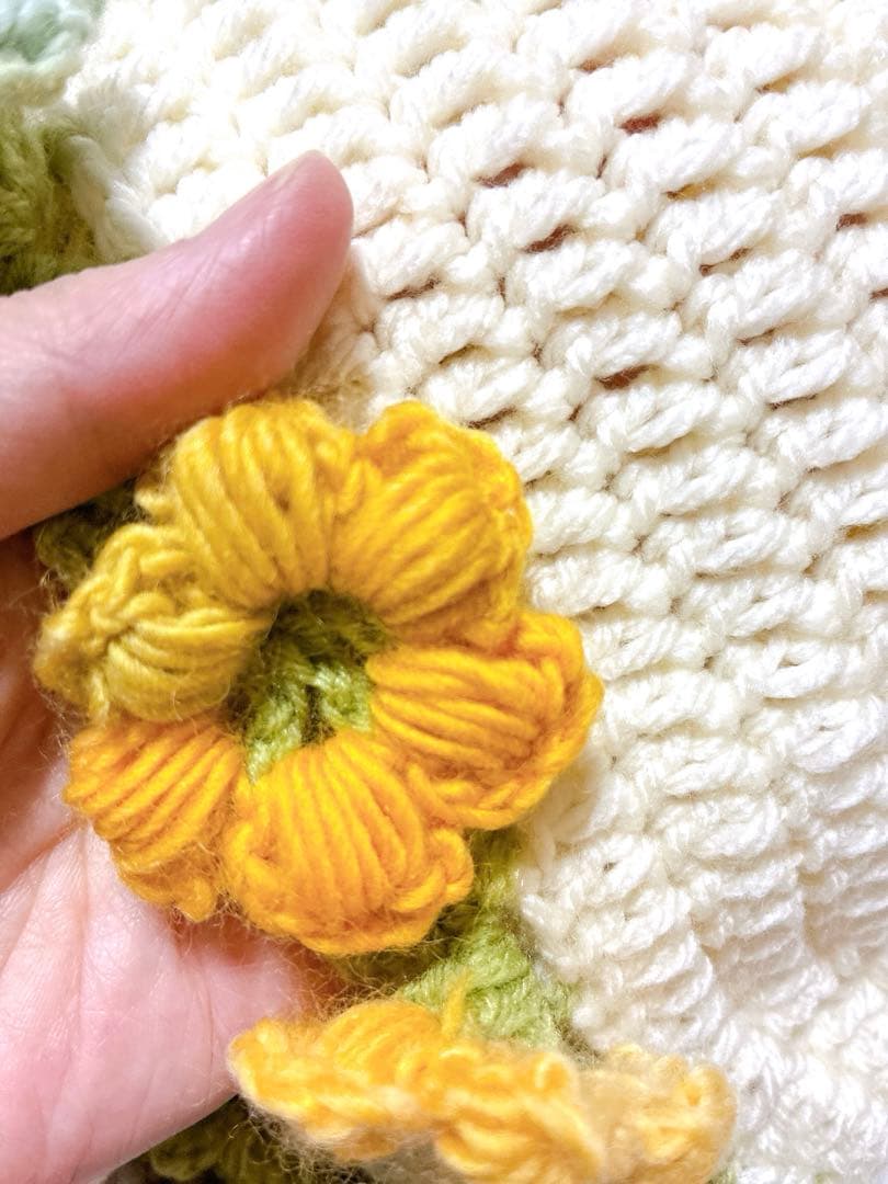 花束ブランケット ブーケブランケット　手編み ハンドメイド 83cm 編み物