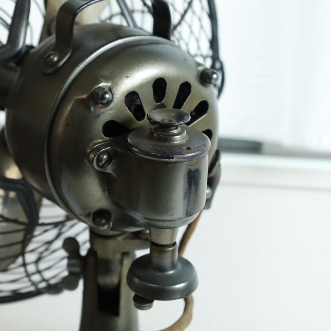 (h) ジャンク　フルメタル扇風機　芝浦製作所 鉄製 ４枚羽　大正・昭和