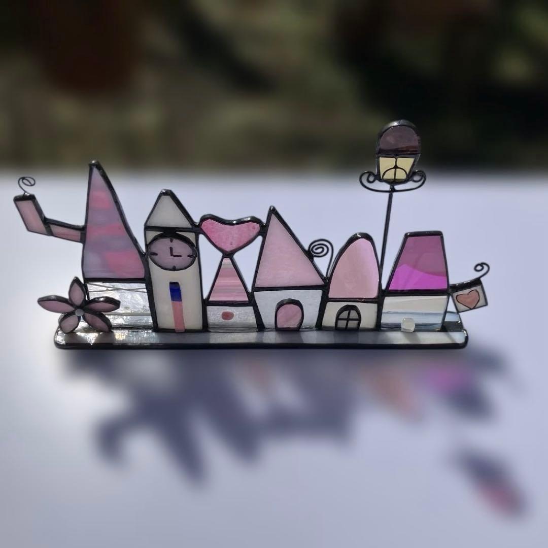 メ*ー様 ステンドグラス　桜色に染まる街並み