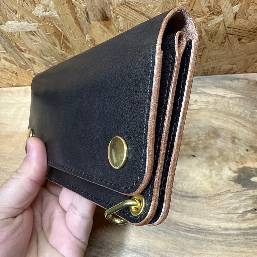 トラッカーウォレット 180 カスタム 2層 タロン 栃木レザー サドル 茶芯