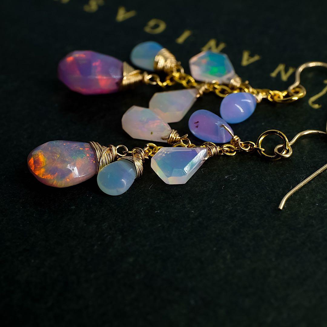 めろん♦︎14kgfピンクカラーオパールピアス