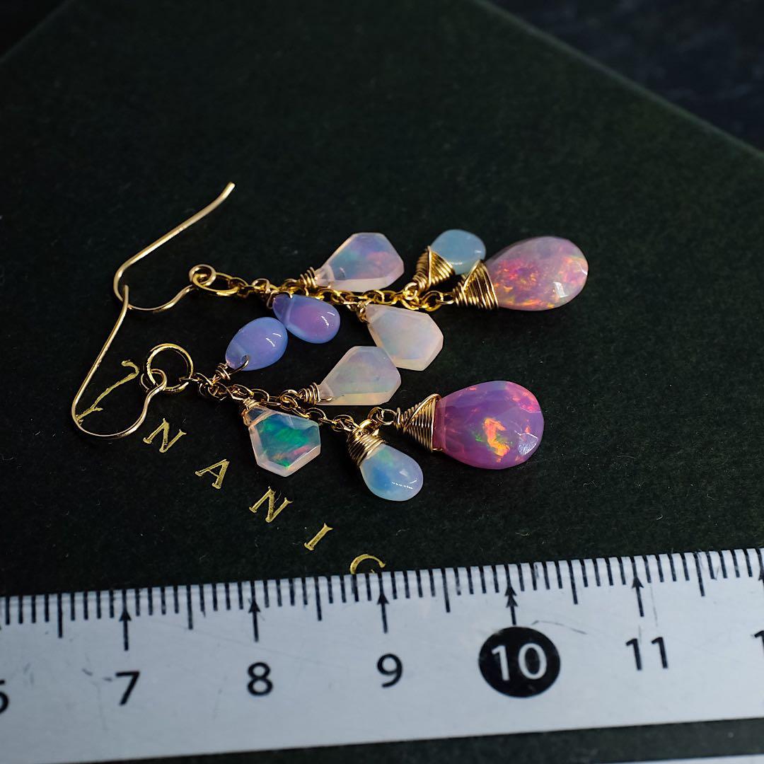 めろん♦︎14kgfピンクカラーオパールピアス